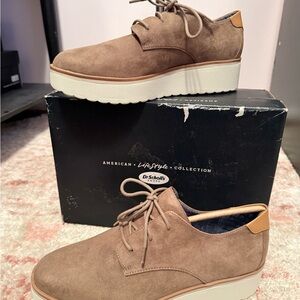 Dr. Scholl's Taupe Suede Platform Derby Shoes